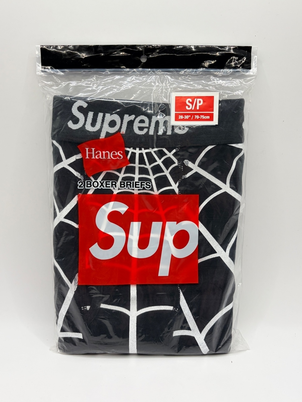 Supreme x Hanes Spiderweb Boxer Briefs 2-Pack Black Size Small S New Sealed